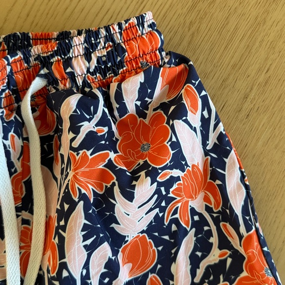 LAKE LABEL Boys Floral Boardshorts Swim Trunks Navy and Red - Picture 3 of 4